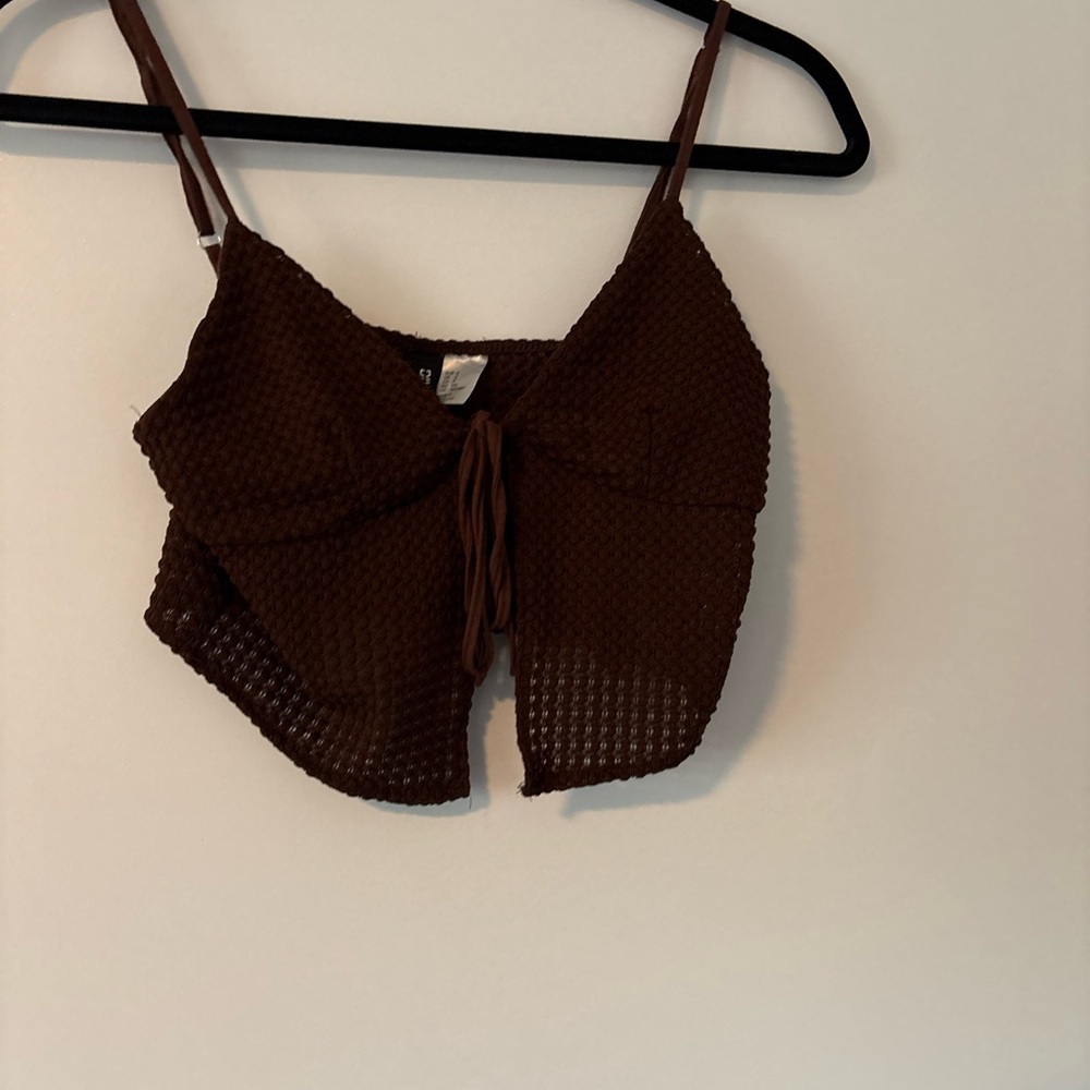 H&M Dark Brown Crochet Crop Top